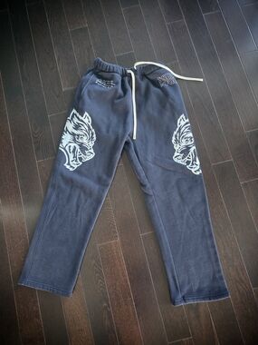 Darc Sport Navy Joggers with White Wolf Graphics